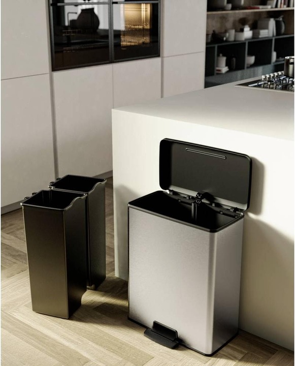 Actual product image Curver Deco bin slim 254619 Waste bin 52 l (W x H x D) 486 x 615 x 284 mm Silbe (52 l)