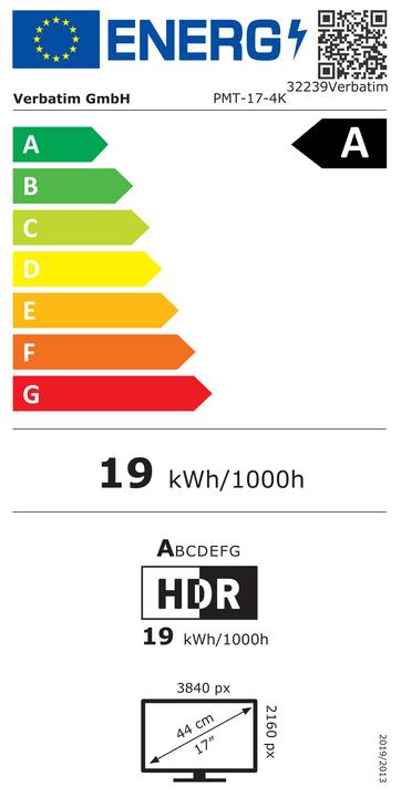 Energy Label Verbatim PMT-17-4K (3840 x 2160 Pixels, 17.30")
