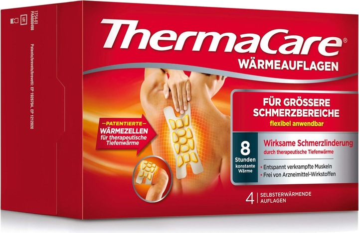 Produktbild Thermacare Wärmeauflagen flexible Anwendung grössere Schmerzbereiche XL (4 x, 1872 ml, 235 g)