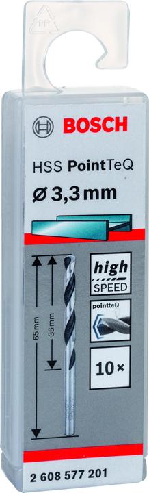 Image du produit Bosch Professional Zubehör Forets hélicoïdaux à métaux HSS PointTeQ, DIN 338, 3,3 mm, paquet de 10 (3,3 mm)