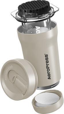 Aeropress Go Plus - Zaparzacz do kawy z kubkiem termicznym kremowy