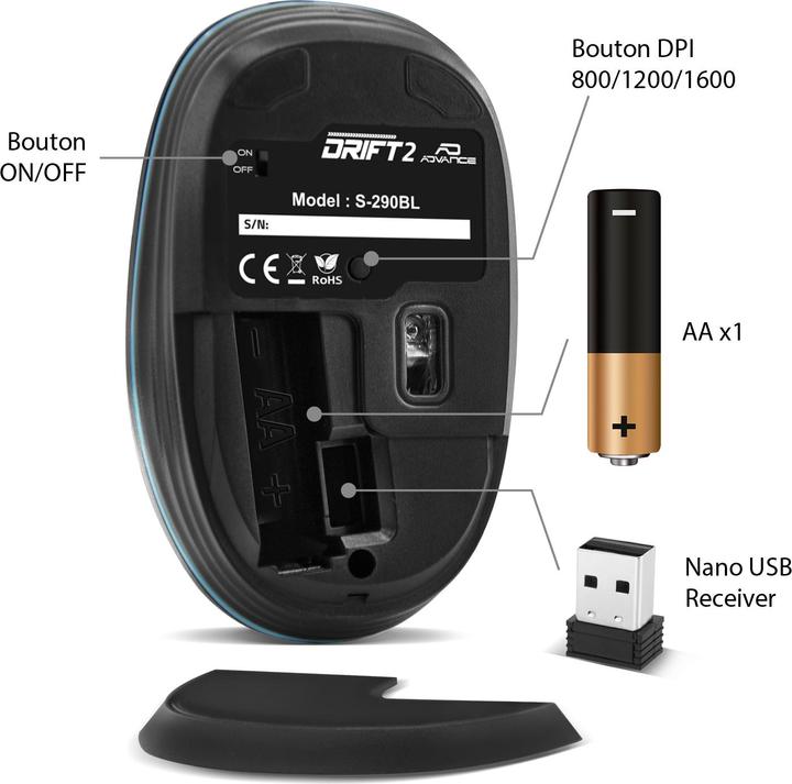Immagine prodotto Advance Souris Sans Fil Drift 2 (Bleu) (Senza fili)