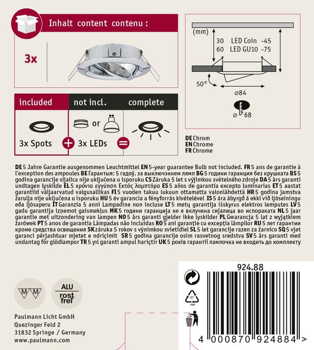 Produktbild Paulmann Einbauleuchte Choose Set (GU10)