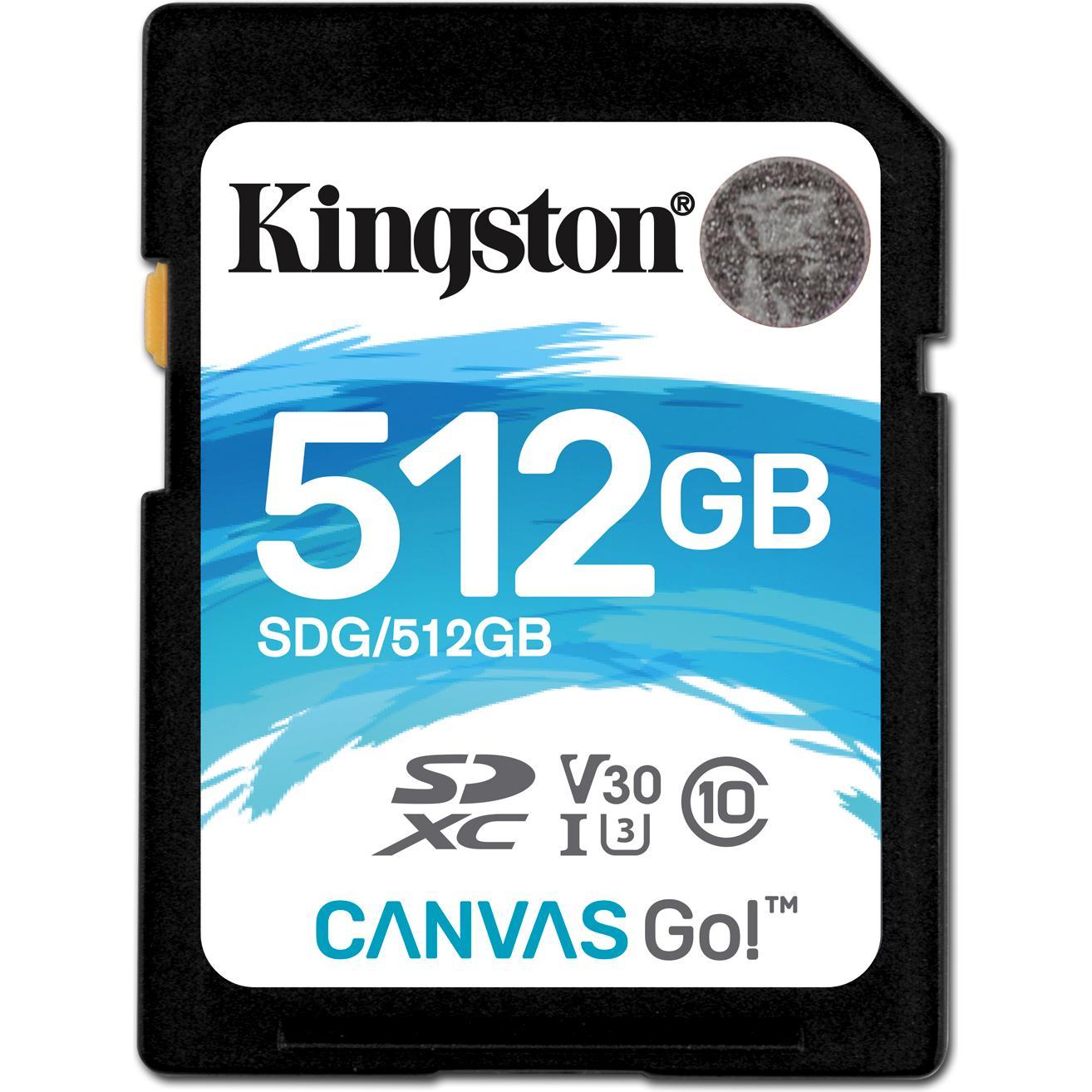 Kingston Tela Go! Scheda SDXC (512 GB, SDXC, U3, UHS-I), Scheda di memoria, Blu, Nero, Bianco
