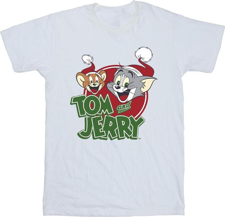 Actual product image Tom & Jerry Mens Christmas Hat Logo T-Shirt (L)