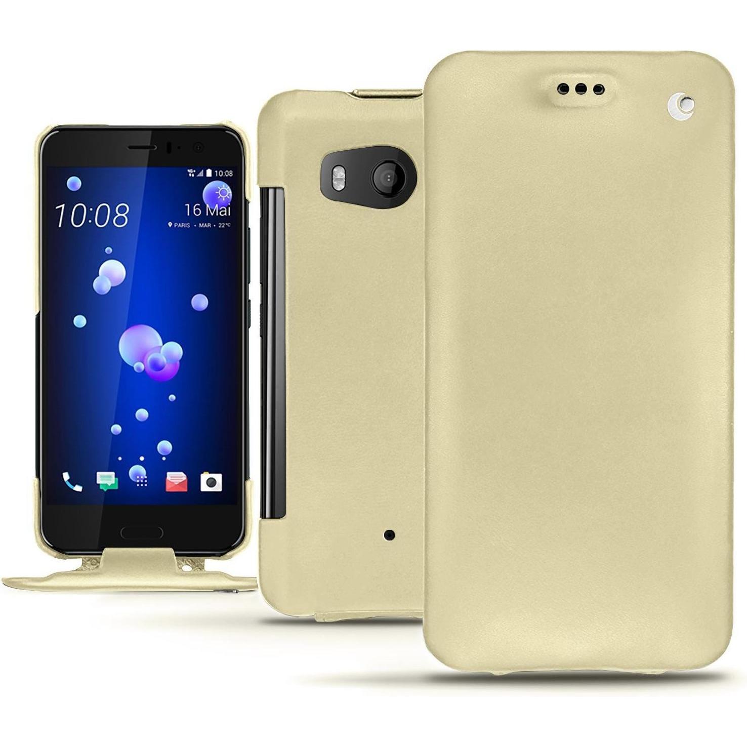 Noreve Lederschutzhülle vertikal (HTC U11), Smartphone Hülle, Beige
