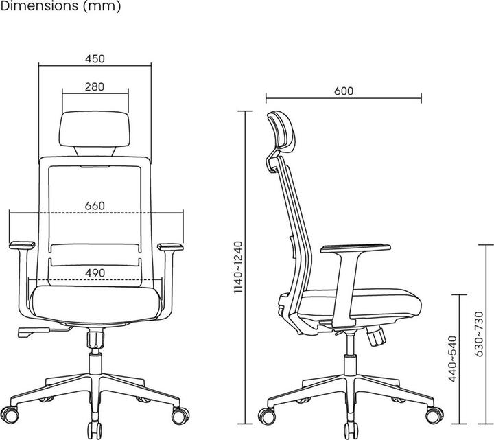 Produktbild Ergo Office Premium Ergonomischer Bürostuhl mit hoher Rückenlehne max. 150kg ER-425