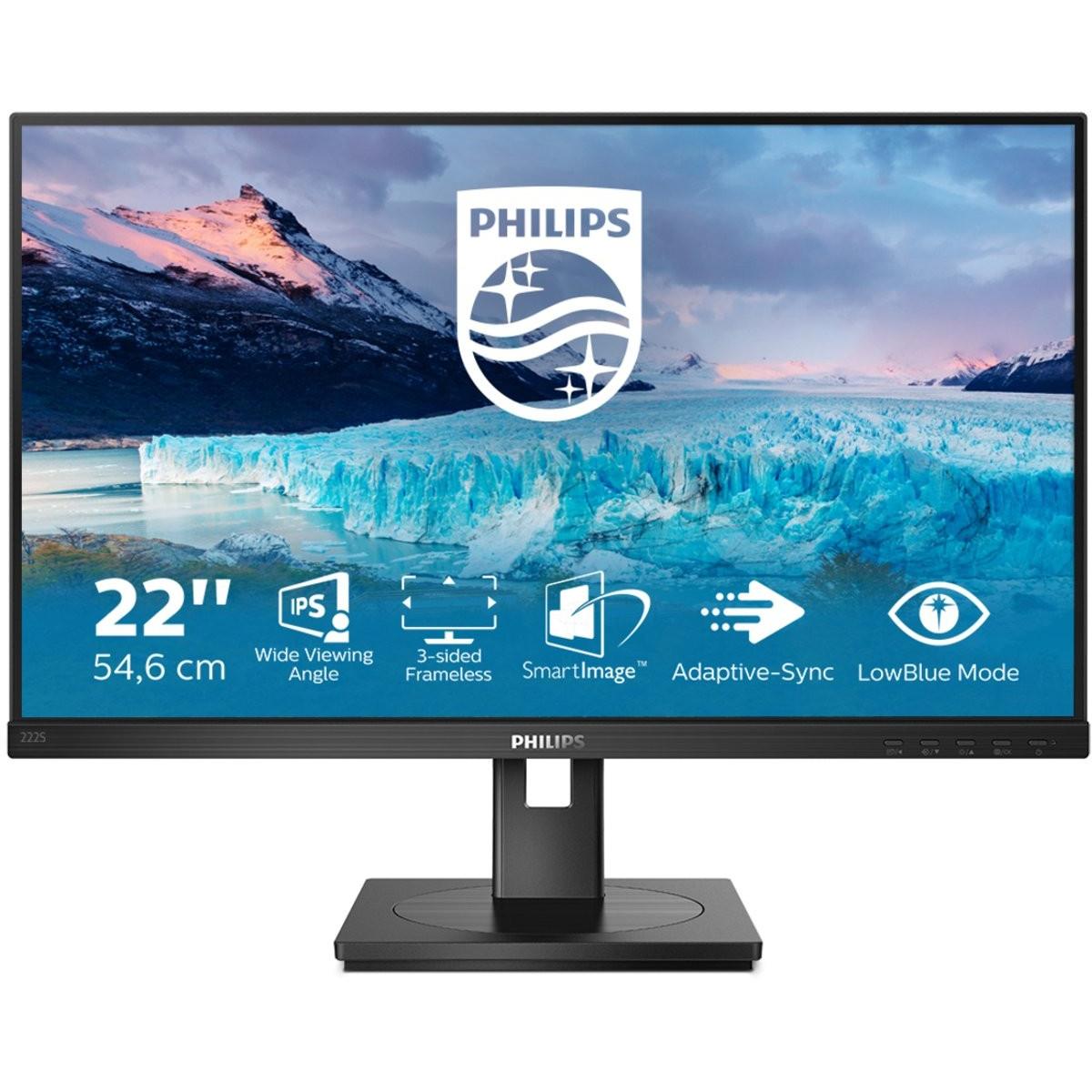 Philips 222S1AE/00 (1920 x 1080 Pixel, 21.50"), Monitor, Schwarz