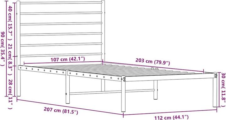 Image du produit vidaXL Bettgestell (107 x 203 cm)