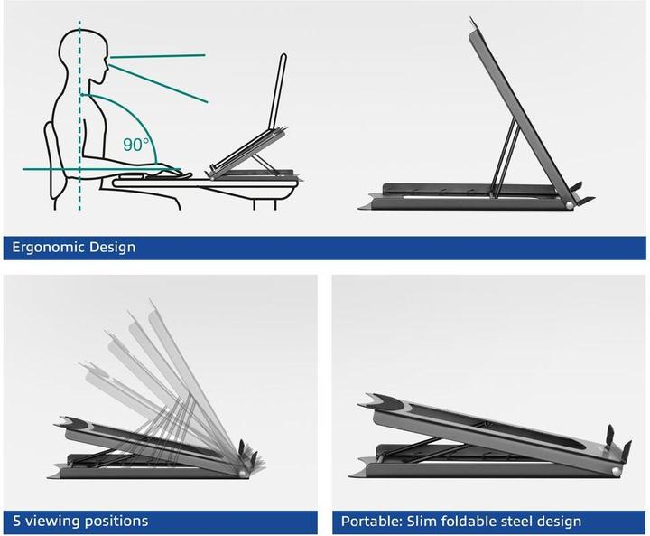 Image du produit ACT Support pour ordinateur portable pliable avec 5 positions de hauteur réglables