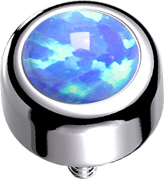 Image du produit Star Piercing Dermal Anchor cylindre argenté avec opale bleu clair (sans laiton, Titane)