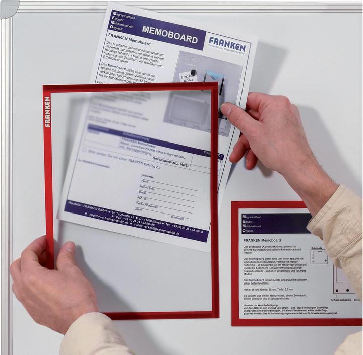 Produktbild Franken Magnet-Tasche FRAME IT X-tra!Line, DIN A3, rot Dokumentenhalter, transparent, magnetisch, Hartfolie (A3, 1 x)