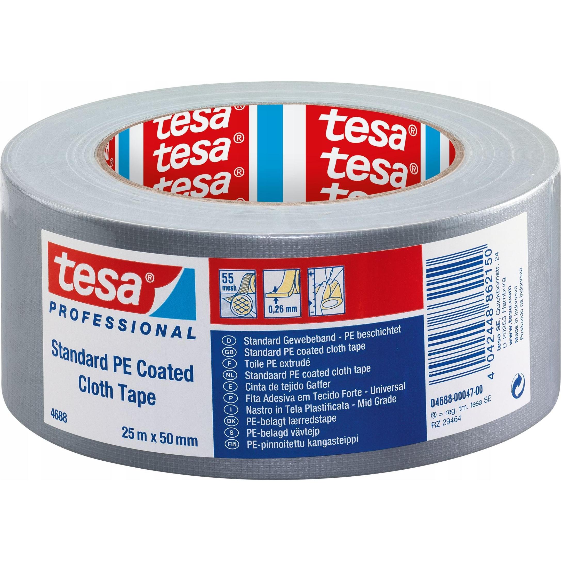 tesa, Klebeband, PE-Rep.-Band 25m:50mm silber (50 mm)