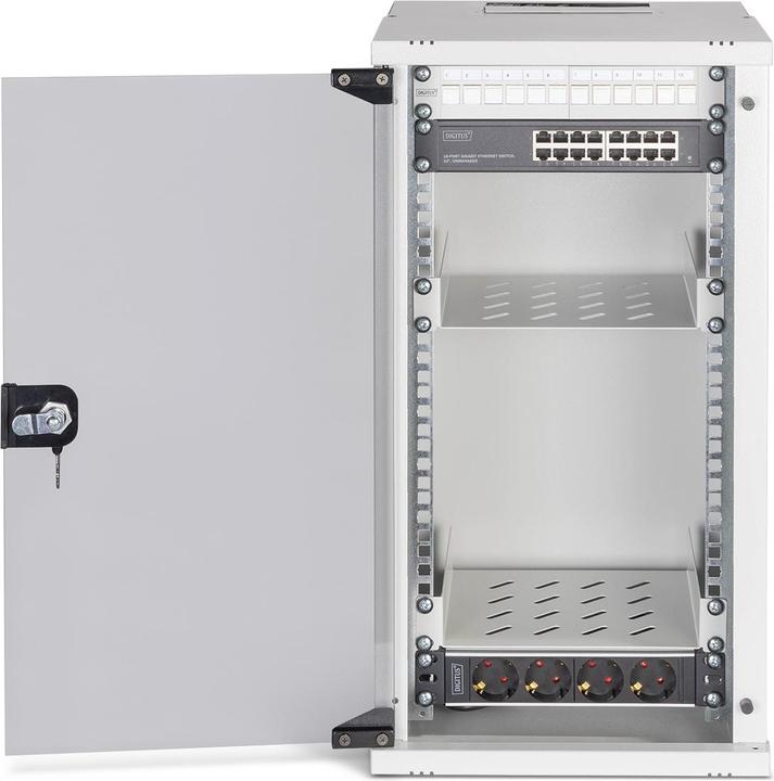 Actual product image Digitus 10" network set, 12U wall-mounted housing and accessories, gr SOHO PRO version (12 RU, 10 inch rack)