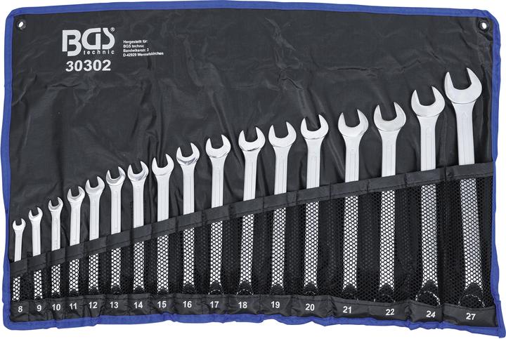 Produktbild BGS Maul-Ringschlüssel-Satz (10 mm, 11 mm, 12 mm, 13 mm, 14 mm, 15 mm, 16 mm, 17 mm, 18 mm, 19 mm, 20 mm, 21 mm, 22 mm, 24 mm, 27 mm, 8 mm, 9 mm)