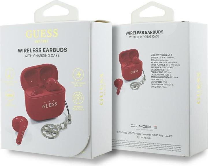 Image du produit Guess Glossy Effect Imprimé Logo Classic & Charm TWS casque - rouge (4 h, Sans fil)