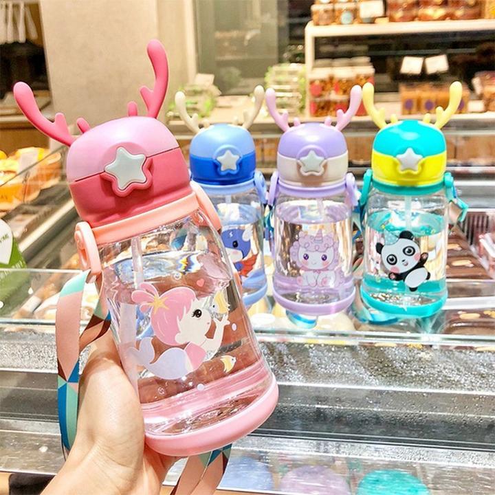 OEM Other Water bottle with straw and leash for kids 500 - 600 ml pink (0.60 l)