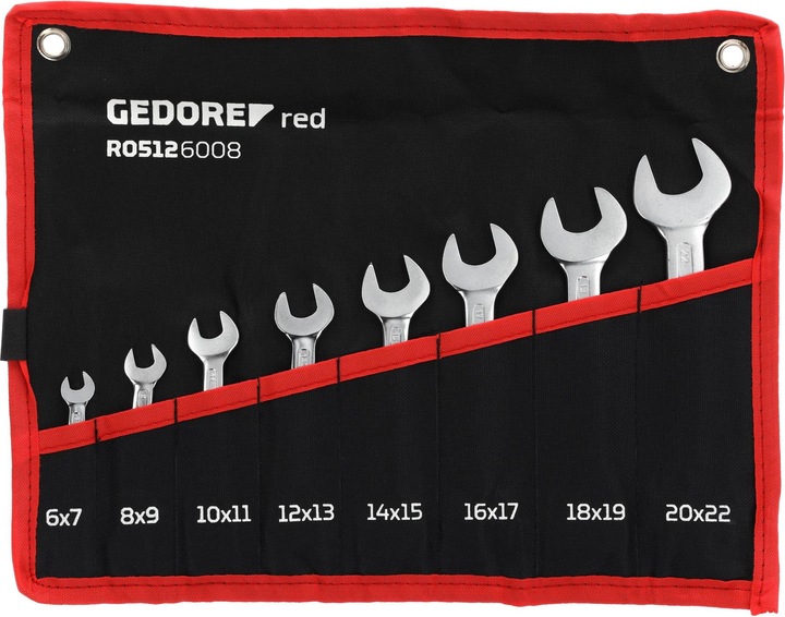 Actual product image Gedore Red red R05126008 Double open-end spanner set short SW6-22 mm 8 pieces (8 mm, 7 mm, 6 mm, 9 mm)