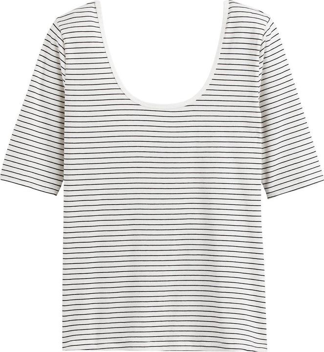 Image du produit La Redoute Collections T-shirt rayé avec encolure en U (M)