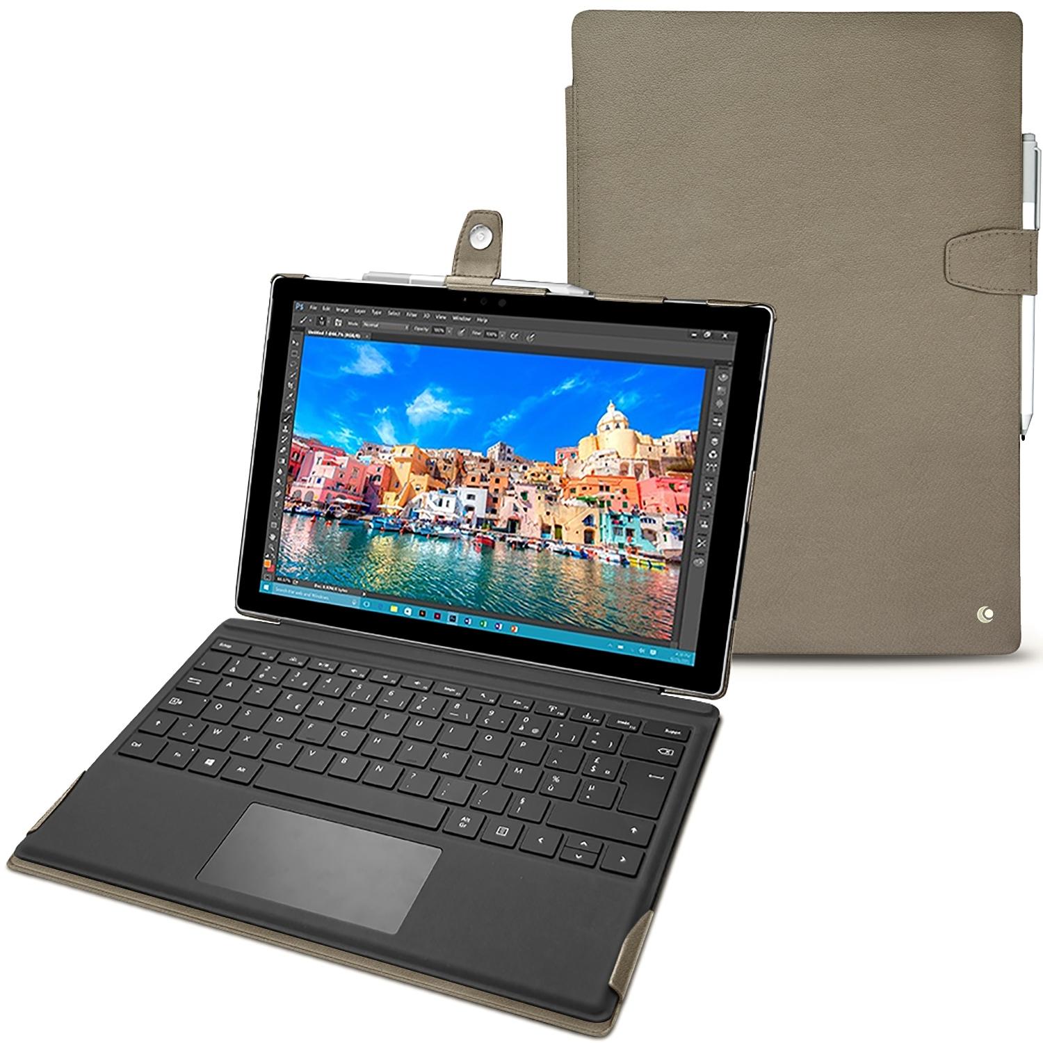 Noreve Lederschutzhülle (Microsoft Surface Pro 4), Tablet Hülle, Braun