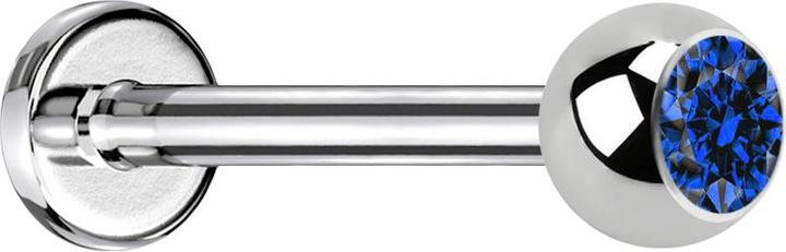 Produktbild Star Piercing Micro Labret silber mit Kugel Kristall dunkelblau (Chirurgenstahl 316L, ohne Messing)