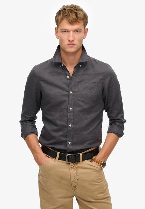 Immagine prodotto Superdry Baumwoll-Leinenhemd mit langen Ärmeln (L)