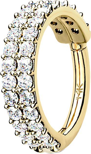 Immagine prodotto Star Piercing Anello a micro segmenti con cerniera in oro 14k e doppia linea di cristalli (senza ottone, Oro 14k)