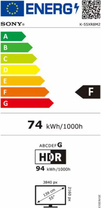 Energie-Label Sony K-55XR8M2 (55", Bravia 8 II, OLED, 4K, 2025)