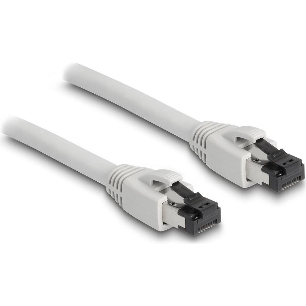 Delock RJ45 Netzwerkkabel Cat.8.1 S/FTP 2 m bis 40 Gbps grau (S/FTP, CAT8.1, 2 m), Netzwerkkabel