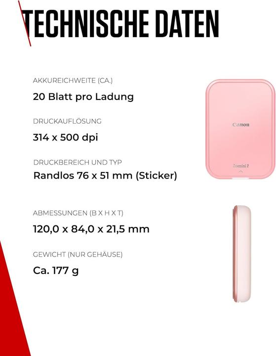 Produktbild Canon Zoemini 2 Rosegold Printing Kit (Farbe)