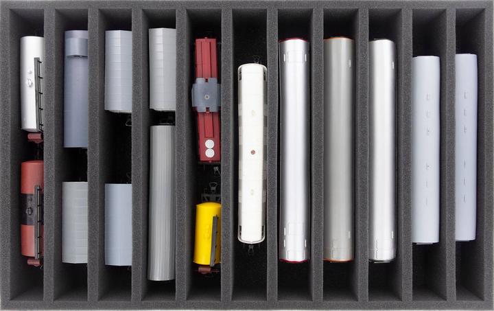 Actual product image Feldherr DSLB075P10 - Storage box DSLB075 for model railway locomotives, wagons and vehicles - 11 pcs.