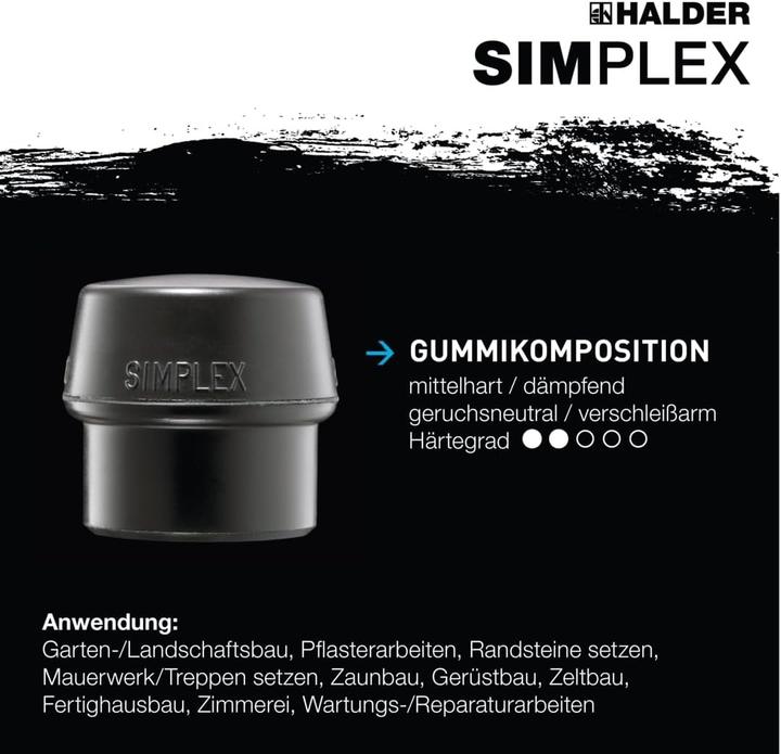 Produktbild Halder Vorschlaghammer 5350g 1000mm Gummi/Superplastik Hickory Simplex (5350 g)