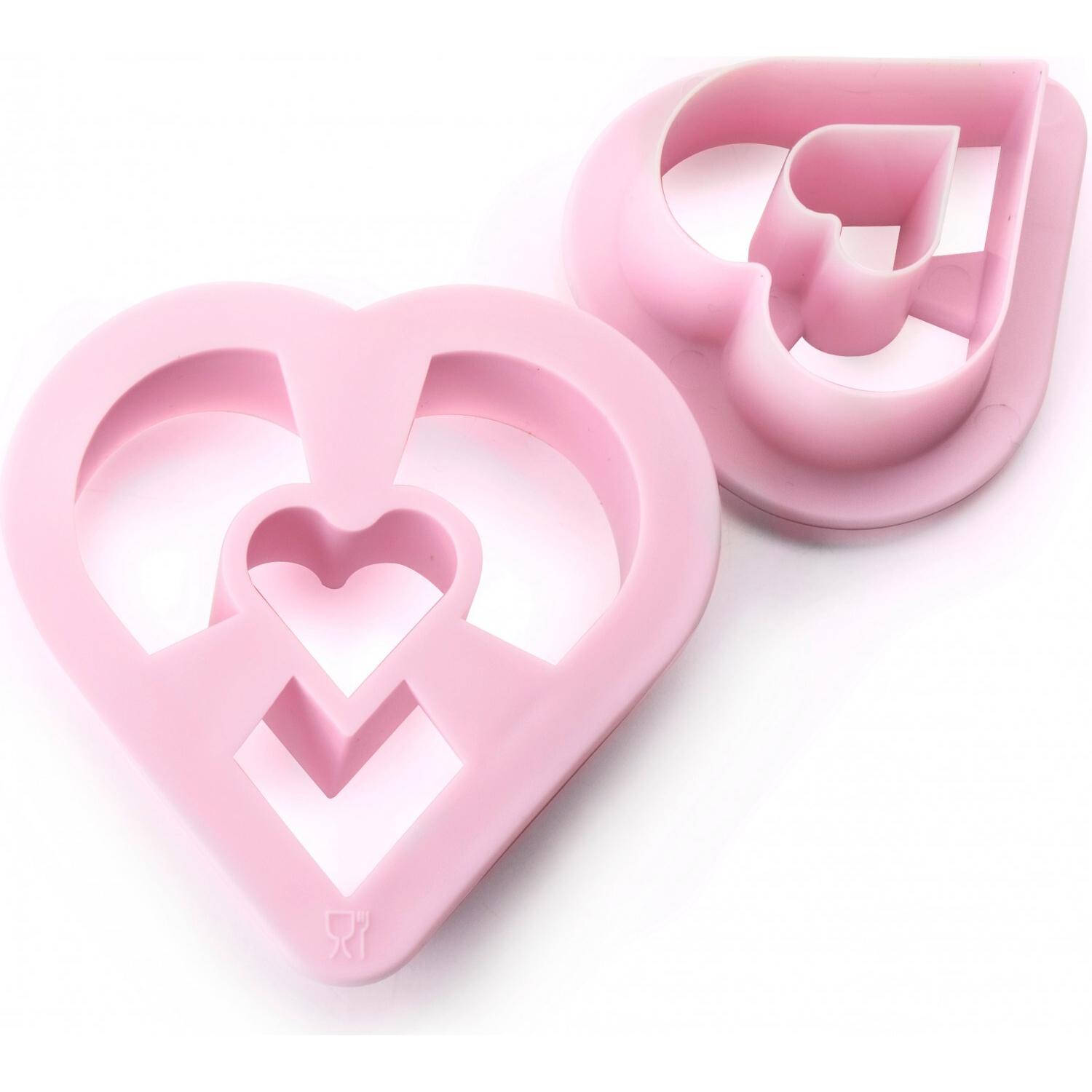 Ibili Set von 2 Donut-Ausstecher Herzform 5,5 + 8 cm Set aus 2 Ausstechern für Donuts in Herzform (IB-794550)