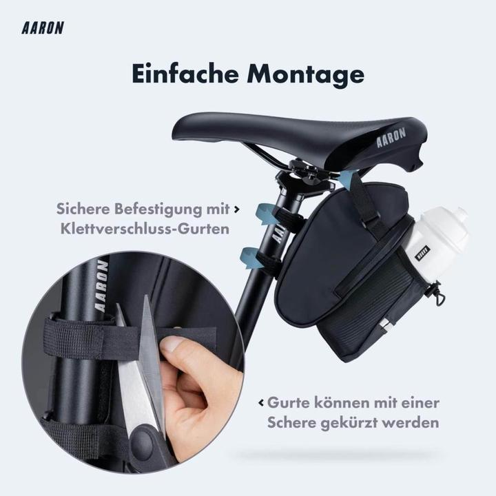 Actual product image Aaron Bicycle Saddle Bag with Bottle Holder, Water Repellent Bike Bag with Reflector (10 l, Saddle bag)