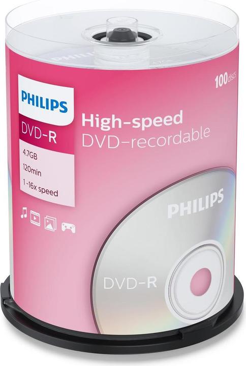 Immagine prodotto Philips 1x100 DVD-R 4,7GB 16x SP (100x)