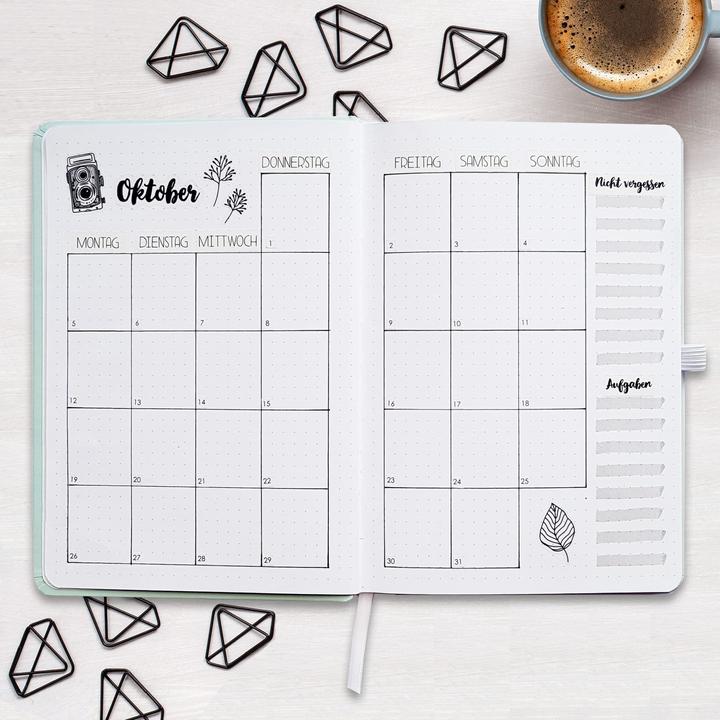 Produktbild Papierdrachen Bullet Journal – (Watercolor) – Notizbuch A5 gepunktet (Gepunktet, Harter Einband)