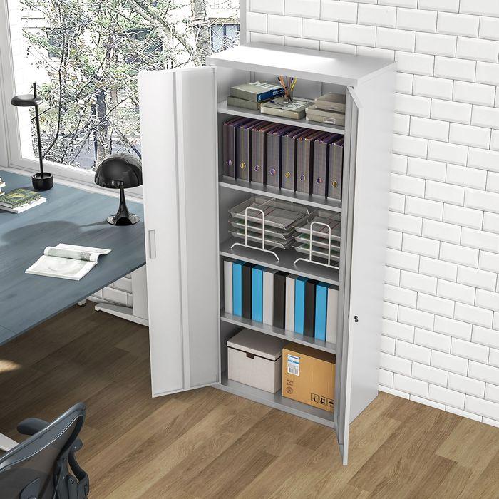 Immagine prodotto Swisshandel24 Aktenschrank, Büroschrank mit 2 Türen, verstellbarer Ablage für Arbeitszimmer (80 x 40 x 180 cm)