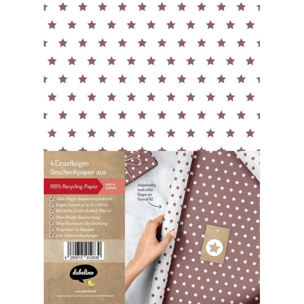 Thumbnail - Dabelino, Geschenkverpackung, Geschenkpapier-Set für Sterne (rot-brau (Geschenkpapier, 4 x)
