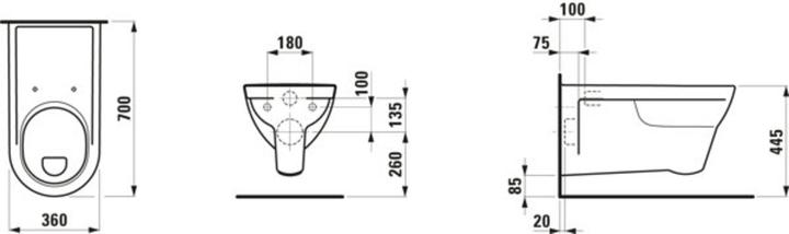Actual product image Laufen Wall-hung WC LIBERTY PRO flat flush, 6 l white