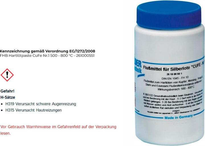 Actual product image Felder FHB brazing paste CuFe No.1 500 - 800 °C