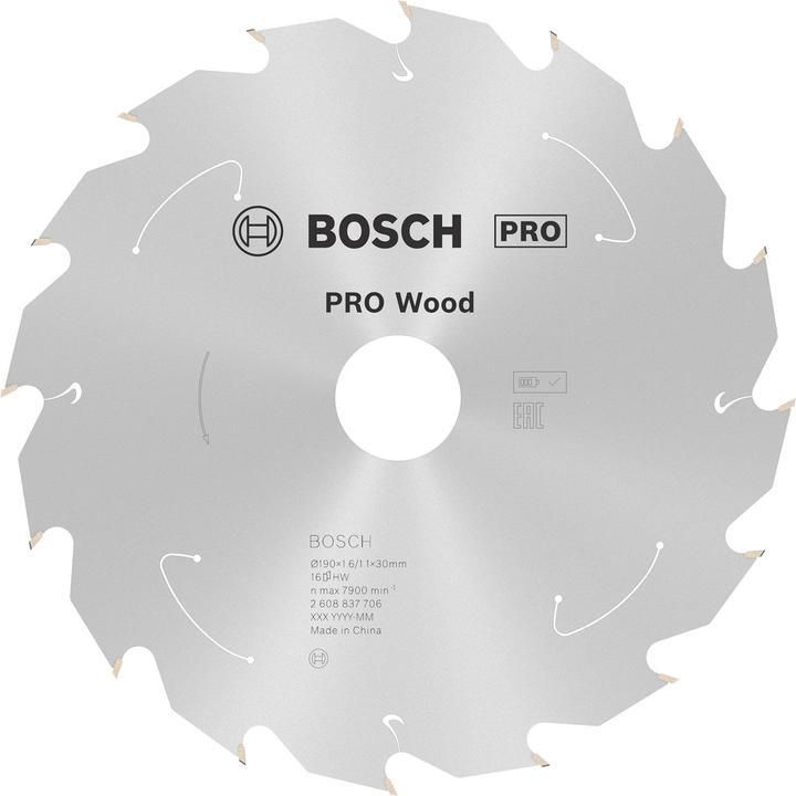 Actual product image Bosch Professional Zubehör PRO Wood cordless circular saw blade, 190 x 1.6 x 30 mm