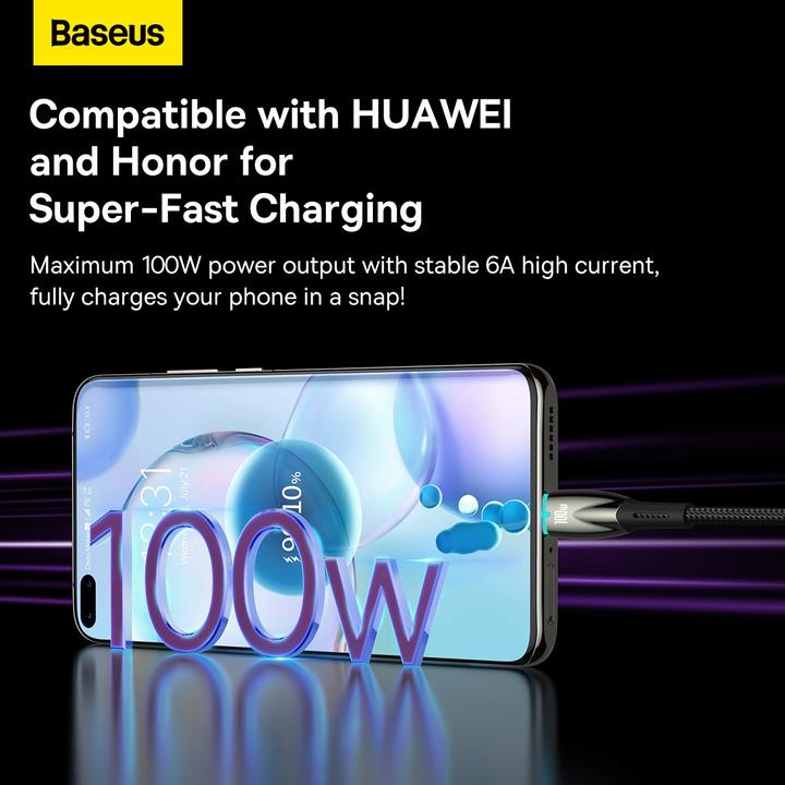 Image du produit Baseus Câble USB pour USB-C Glimmer Series, 100W, 2m (Noir) (2 m, USB 2.0, 100 W)