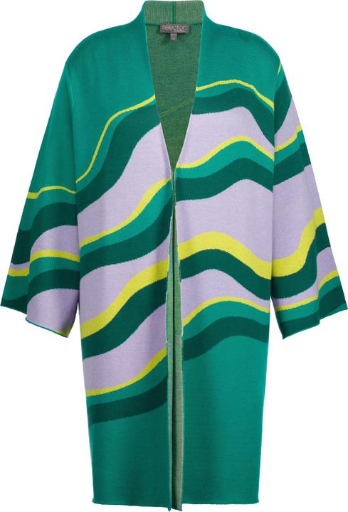 Actual product image Ulla Popken Wavy Stripe Open Front Cardigan Sweater (46, 48)