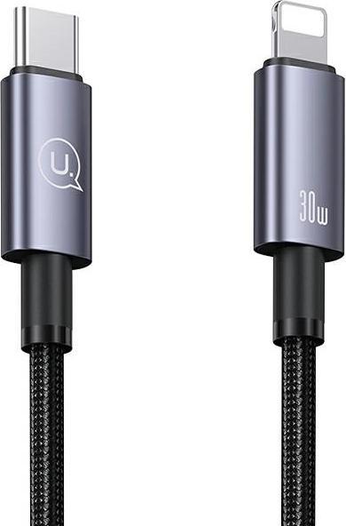 Productafbeelding Usams Kabel USB-C na Lightning 30W 0,25m Snel opladen stalowy/vernietiging SJ679USB01 (US-SJ679) (0.25 m, USB 3.0, 30 W)