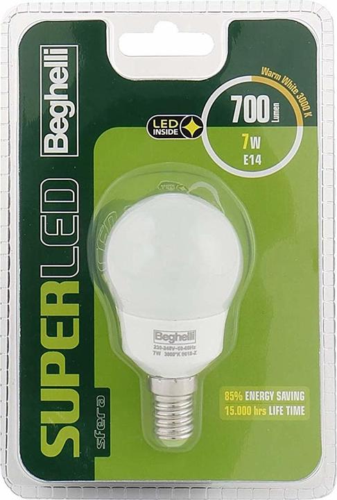 Produktbild Beghelli 56892BL Energiesparbirne 7 W E14 F (E14, 700 lm, 1 x)