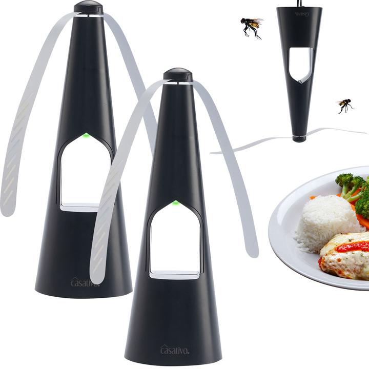 Actual product image Casativo 2er-Set 2-Flügel Insektenwedler mit LED-Beleuchtung, Batterie & USB