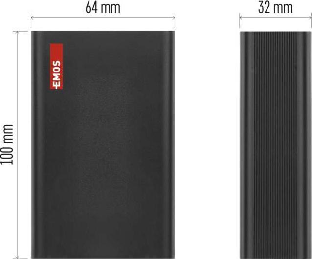 Actual product image Emos Powerbank NTBF20, 20 000 mAh, 65 W PD, schwarz (20000 mAh, 65 W, 74 Wh)