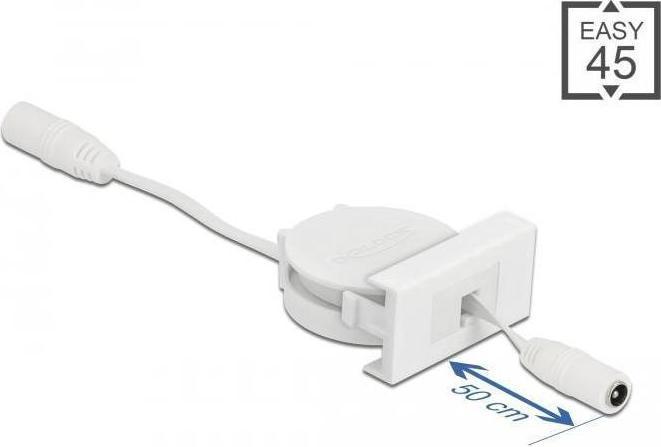 Immagine prodotto Delock Easy 45 Modulo di alimentazione Cavo di svolgimento CC 5,5 x 2,1 mm Presa / Presa Bianco (0.62 m)
