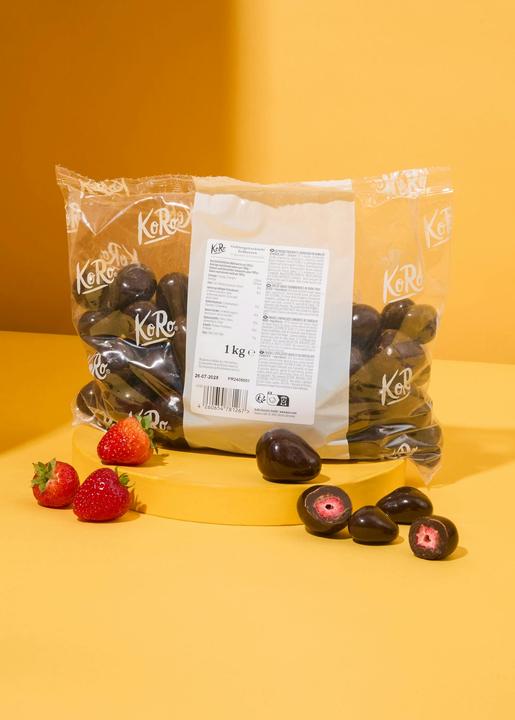 Produktbild KoRo Gefriergetrocknete Erdbeeren in dunkler Schokolade (1000 g)