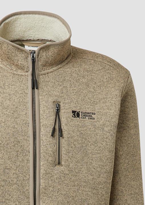 Produktbild s.Oliver Sweatshirt Jacke Sweatjacke mit Teddy-Plüsch-Futter in Strick-Optik (L)